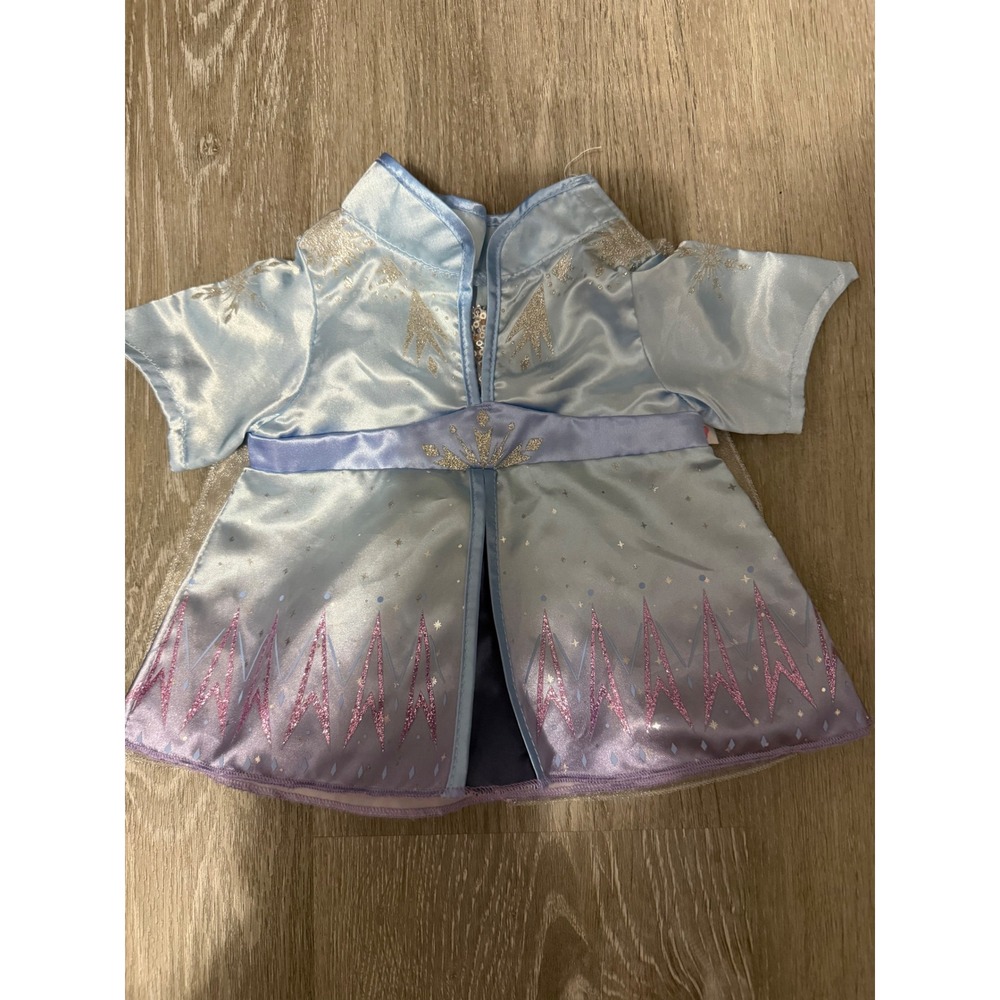 Build-A-Bear Disney Frozen Elsa Travel Dress Blue Satin Snowflake Plush Outfit